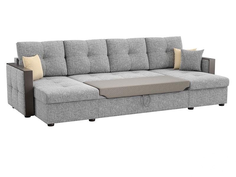 Диван П-образный Валенсия рогожка серый