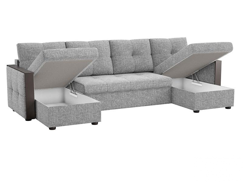 Диван П-образный Валенсия рогожка серый